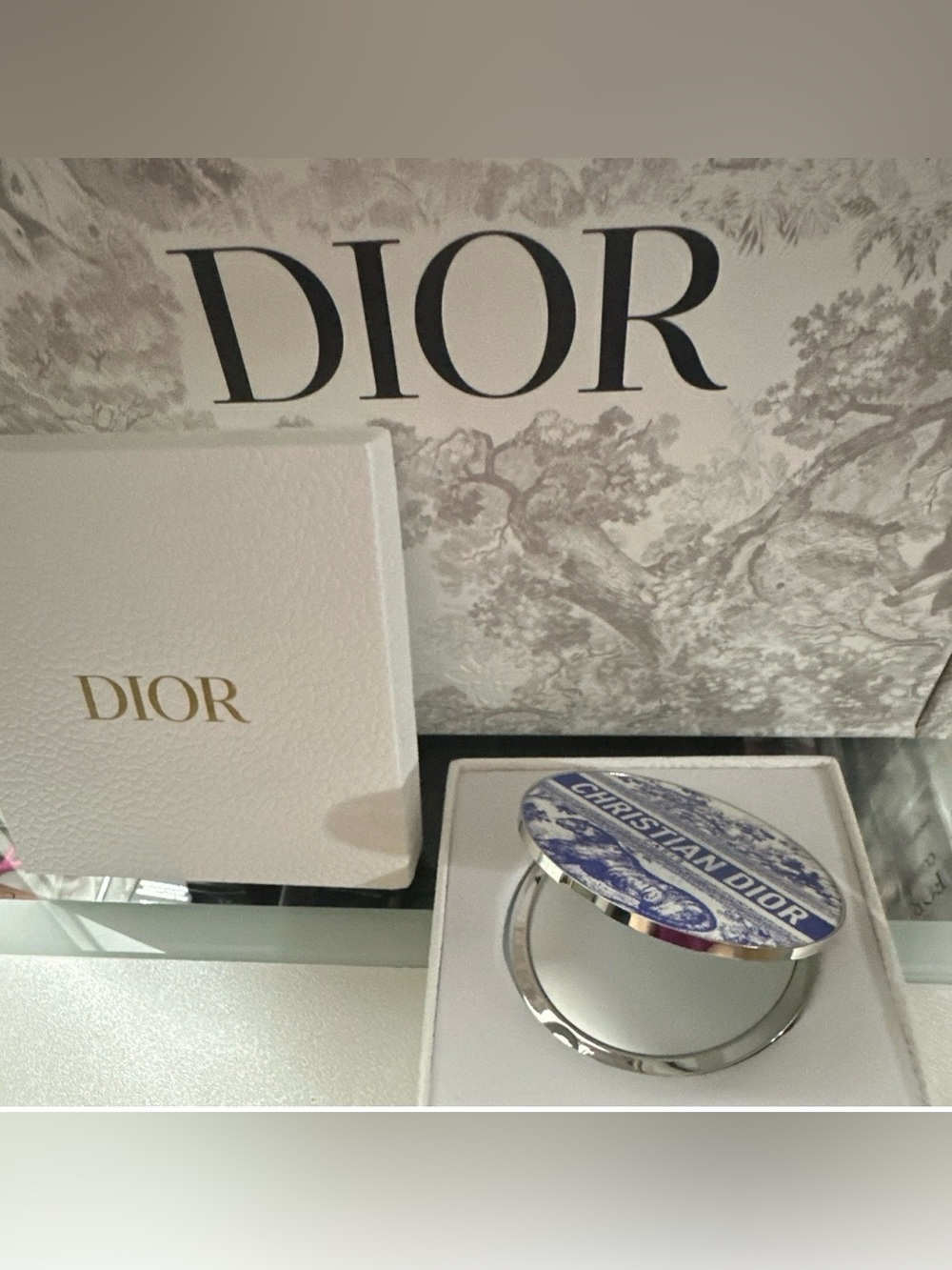 Dior Blue and White Toile Compact Mirror - Picture 2 of 5